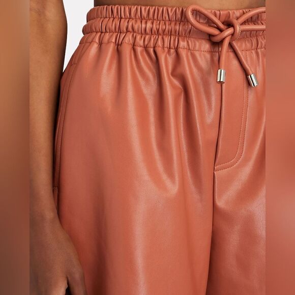 A.L.C Ryder Pull On Faux Leather Shorts Russet in Size Large - Picture 4 of 12